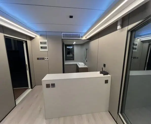 Capsule module interior during factory preparation
